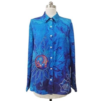 China Anti-pilling Printed Women Loose Embroidery Long Sleeve Spring And Autumn Shorts for sale