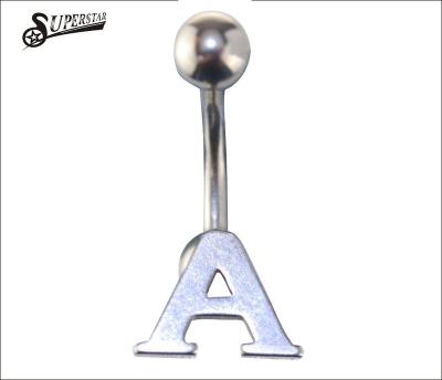 China Nickel Free Belly Button Rings Fake SS Shaft 14g Letter Design Belly Rings for sale