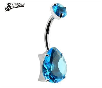 China FASHIONABLE 316l Surgical Steel Navel Belly Ring With AAA CZ Stone for sale