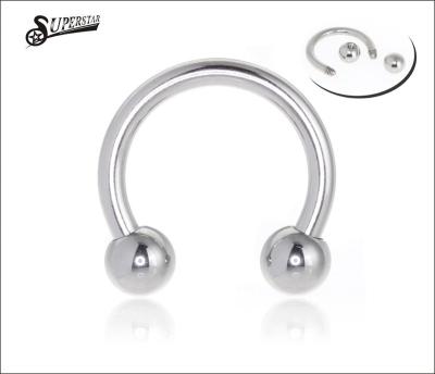 China Trendy Silver PVD 316L Stainless Steel Circular Barbell, Horseshoe Body Piercing Jewelry With Ball for sale