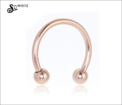 China Hot Punk Saling Stainless Steel Anodized Titanium Horseshoe Circular Bead Ring for sale