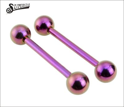 China Stainless Steel Titanium Anodized Barbells Tongue Ring for sale