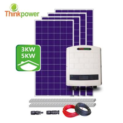 China Thinkpower Solar Grid Tie System Dual MPPT Poly 5KW Single Phase On Grid Solar Power System For Home Residential Rooftop Project for sale