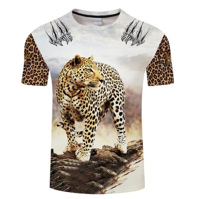 China New European and American Men's Casual Wholesale 3D Tiger Printing Summer Short Sleeve T-shirt for sale