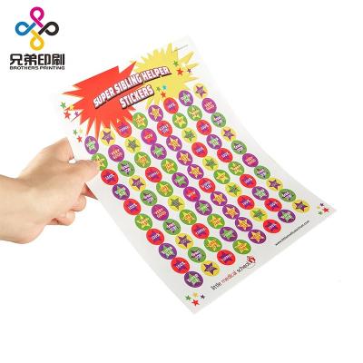 China Custom Adhesive Round School Teacher Waterproof Stationery Reward Stickers For Kids for sale