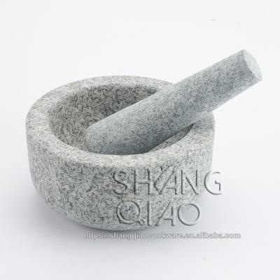 China Durable 6 Inch Granite Molcajete Heavy Duty Mortar And Pestle Made Of 100% Granite for sale