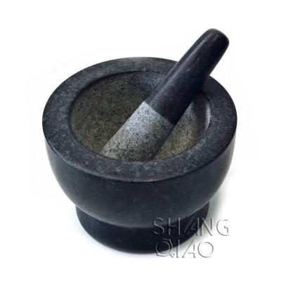 China Amazon Selling Kitchen Dish Grinder Bowl Natural Granite Viable Hot Mortar and Pestle for sale