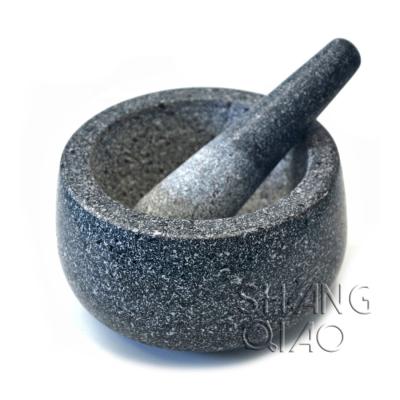 China Amazon Selling Kitchen Dish Grinder Bowl Natural Granite Viable Hot Mortar and Pestle for sale