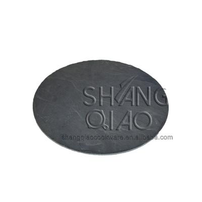 China Sustainable Customized Round Black Slate Serving Dish Slate Cheese Board for sale