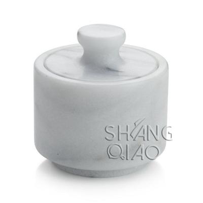 China Sustainable Sustainable Kitchen Tools Chic and Modern Herb Container Natural Marble Salt Cellar for sale