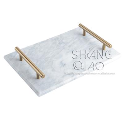 China Sustainable Multipurpose Home Use Vanity White Marble Top With Gold Metal Handles for sale