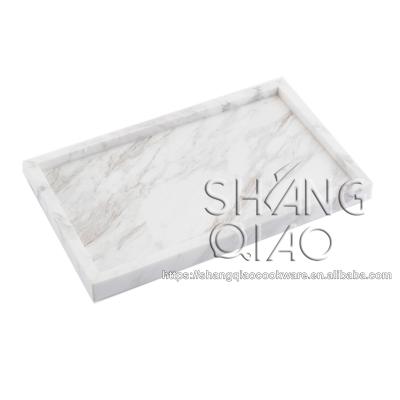 China Viable White Marble Bathroom Tray Toilet Tank Storage Tray/Resin Kitchen Sink Trays Vanity Countertops Organizer for sale