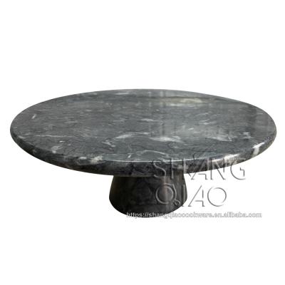 China Sustainable Hot Selling Stone Kitchenware Serving Tools Cake Stand Black Marble Cake Stand for sale