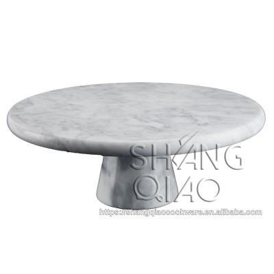 China Amazon Sustainable Hot Selling Stone Kitchenware Serving Tools Cake Topper Polished Surface White Marble Cake Stand for sale