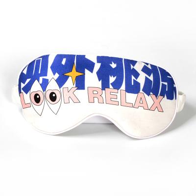 China Normal Eye Mask Logo Sleep Eye Mask Cute Pure Silk Digital Printed for sale