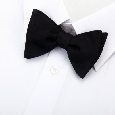 China Custom Made Bow Tie Bowtie For Men Black Solid Silk Tuxedo Factory Decoration Necktie for sale