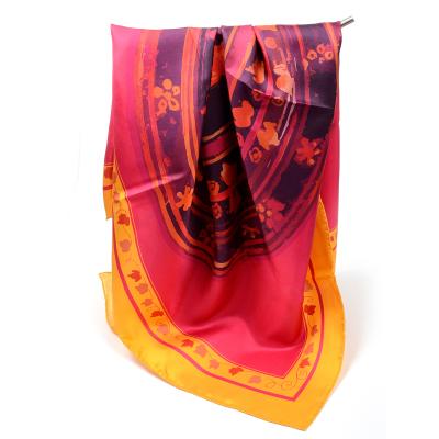 China Soft Feeling Premium Quality 100% Silk Digital Printed Square Scarf For Woman for sale