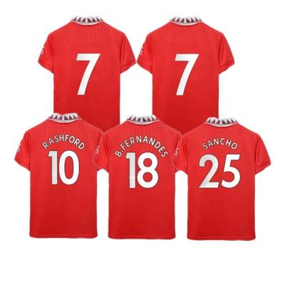 China Quick Dry 2022 SANCHO PLAYER #7 Soccer Jerseys Fans Player Version BRUNO Teams FERNANDES POGBA RASHFORD Soccer Shirt 2023 Men Kids Kit for sale