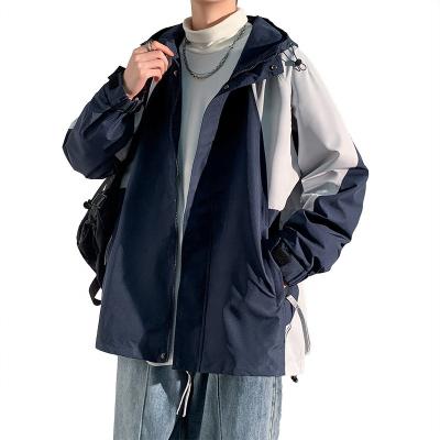 China New Hong Kong Style Design Drawstring Zipper Hooded Jacket Casual Loose Edge Breathable Drawstring Jacket for sale