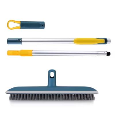 China 2 In 1 Floor Scrubber Brush With Telescopic Handle Push Broom Brush With Squeegee for sale