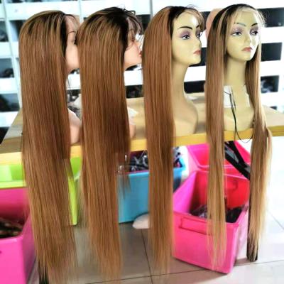 China Wholesale 40inch Long Silky Straight Wave Customized Texture Hair Omber Color HD Transparent Lace Front Human Hair Wigs for sale