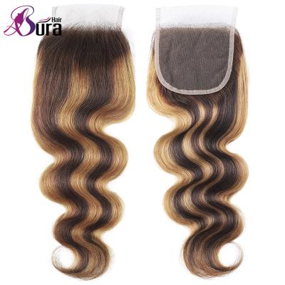 China Silky Straight Wave Pervian Hair Bundles With Lace Closure Highlight Color Bundles Raw Virgin Hair Cuticle Aligned Hair for sale