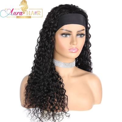 China Deep Wave Headband Human Hair Wigs Wave 130%-200% Density Brazilian Virgin Hair Wigs For Black Women for sale