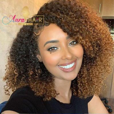 China Afro Curly Human Hair 100% Brazilian Raw Remy Clip In Hair Extensions Cut In 1B Brown Afro Curly Curly Color 120 Grams 20 Clips/set for sale