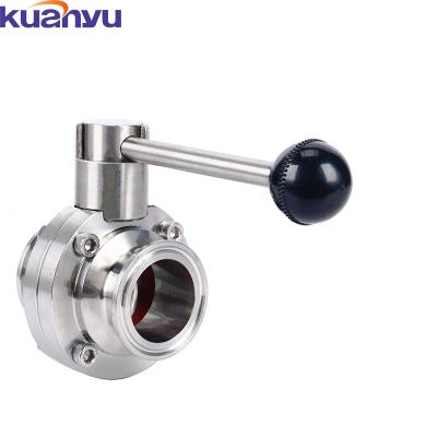 China SS304 316l general stainless steel quick installation sanitary manual butterfly valve for sale