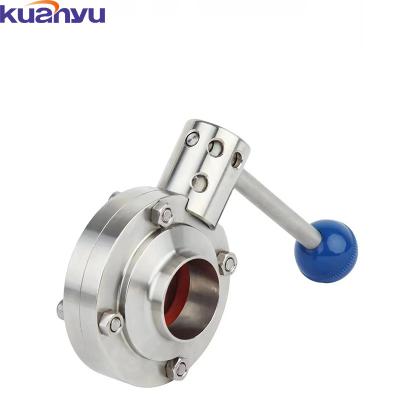 China Dn200 304 316 Stainless Steel Weld General Sanitary Butterfly Valve for sale