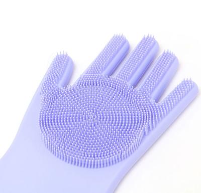 China 2021 New Arrival Multifunctional Heat Resistant Kitchen Scrubber Cleaning Gloves Cleaning Dishwashing Silicone Cleaning Rubbing Kitchen for sale