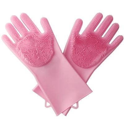 China 100% Food Grade Silicone Multifunctional Gloves With Wash Scrubber Universal Kitchen Cleaning Gloves for sale