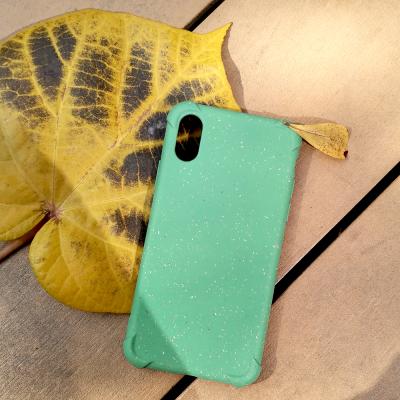 China Eco Friendly TENCHEN Matte Wheat Anti-fall Straw PLA Phone Case With Bumper For iPhone Biodegradable Case for sale