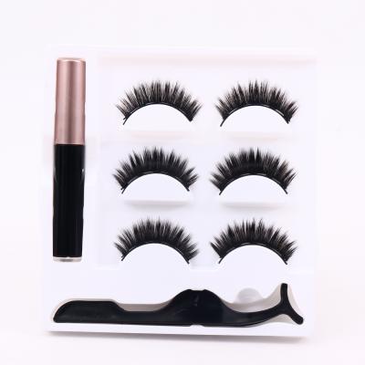 China Soft Strip 3 Pairs Long Thick Mixed Natural Magnetic Liquid False Eyelashes Eyeliner False Eyelashes Set for sale