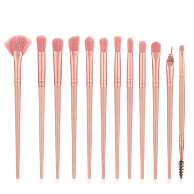 China Angular Blush Eyebrow Eye Cream Detail Eyeliner Blending Brushes 2021 Makeup Brushes Fan Makeup 12pcs Synthetic Pink Eye Makeup Brush Set for sale