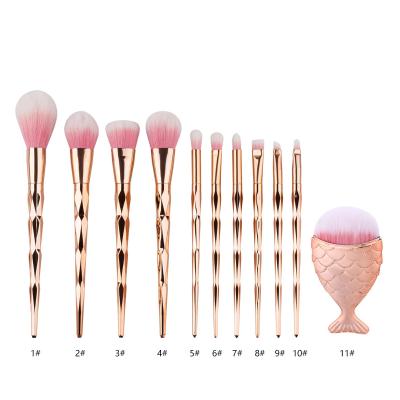 China Angular Blush 2021 11 PCS Rose Gold Custom Logo High Quality Wholesale Makeup Brushes Other Base Custom Makeup Brush With Bag for sale