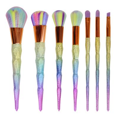 China Angular Blush 2021 7 Pcs Cheap Colorful Rhinestone Custom Makeup Brush With Box Other Private Label Brushes High Quality Makeup for sale