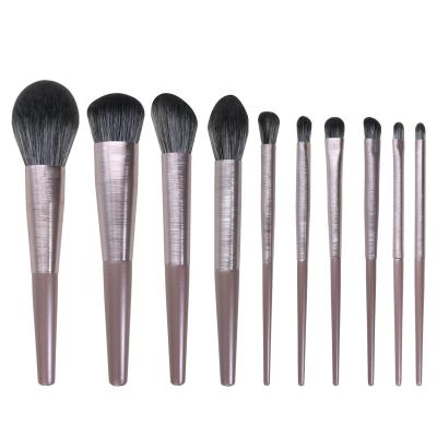 China Angular Blush Private Label 2021 Wholesale 10 Pcs Long Hair Professional Nylon Olive Makeup Brush Set Vegan Makeup Brushes High Quality for sale