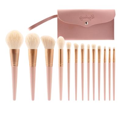 China Angular Blush 2021 13 Pcs Professional Synthetic Hair Foundation Powder Blush Cosmetic Brushes Best Brand Private Label Makeup Pink Set Brushes for sale