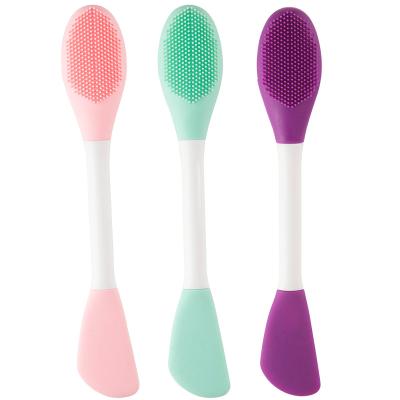 China Beauty Care Cosmetics Tools Spot Private Customized Double Headed Silicone Coating Brush Mask Facial Cleansing Facial Brush for sale