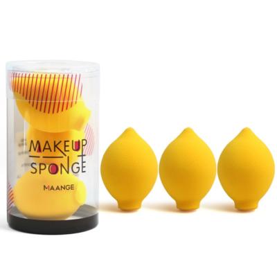 China Beauty Care Makeup Tools 3PC Soft Facial Sponge Blender Smooth Beauty Egg Lemon Peach Fruit Makeup Powder Puff Foundation Custom Sponge for sale