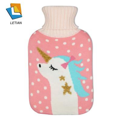 China Corduroy Appliqued Knitted Cover For 2L Rubber Hot Water Bottle for sale