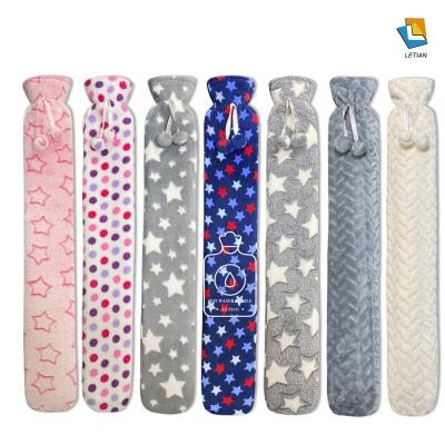 China 2000ml Long FLANNEL Hot Water Bag With Coral Fleece Customized Design for sale