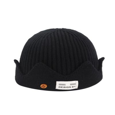 China Common Stock Plain Multicolor Dye Knitted Beanie Custom Woven Winter Hat White Cuff Mini Unisex Fisherman Beanie Hat Short Wholesale for sale