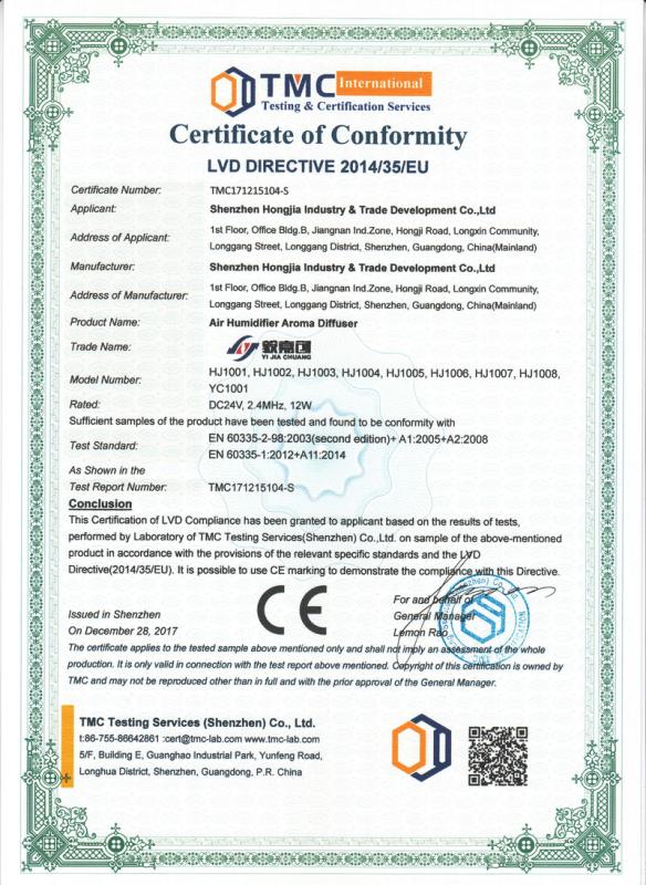 CE - Shenzhen Hongjia Industry & Trade Development Co., Ltd.