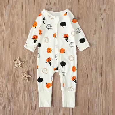 China Newest Lovely 100% Cotton Boutique Baby Clothes Halloween Cotton Cloth Zipper Infant Solid Baby Romper 100% for sale