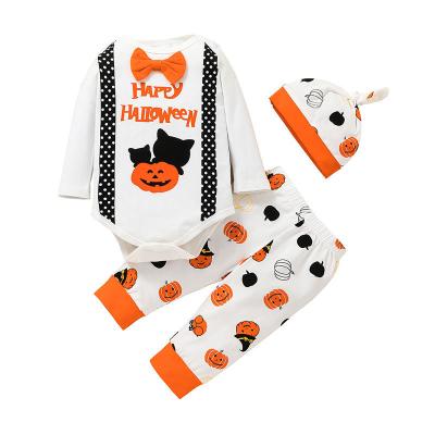 China High Quality Cheap High Quality Logo Cotton Spring Autumn New Anti-wrinkle Halloween Newborn Unisex Baby Clothes Set for sale