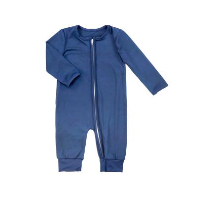 China High Quality 100% Polyester Baby Boys Spring Autumn Boutique Romper Clothing Baby Milk Zipper Romper for sale