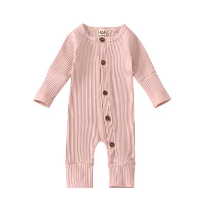 China 2020 Hot Selling 100% Cotton Autumn Winter Baby Unisex Long Sleeve Ruffle Ribbed Cotton Romper Clothes for sale