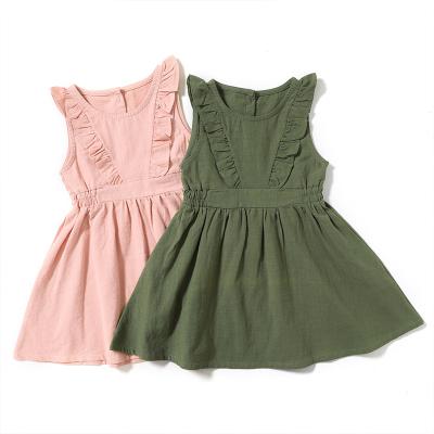 China Lovely Breathable High Quality Kids Clothes Sleeveless Kids Clothes Cotton Linen Babies Clothes for sale